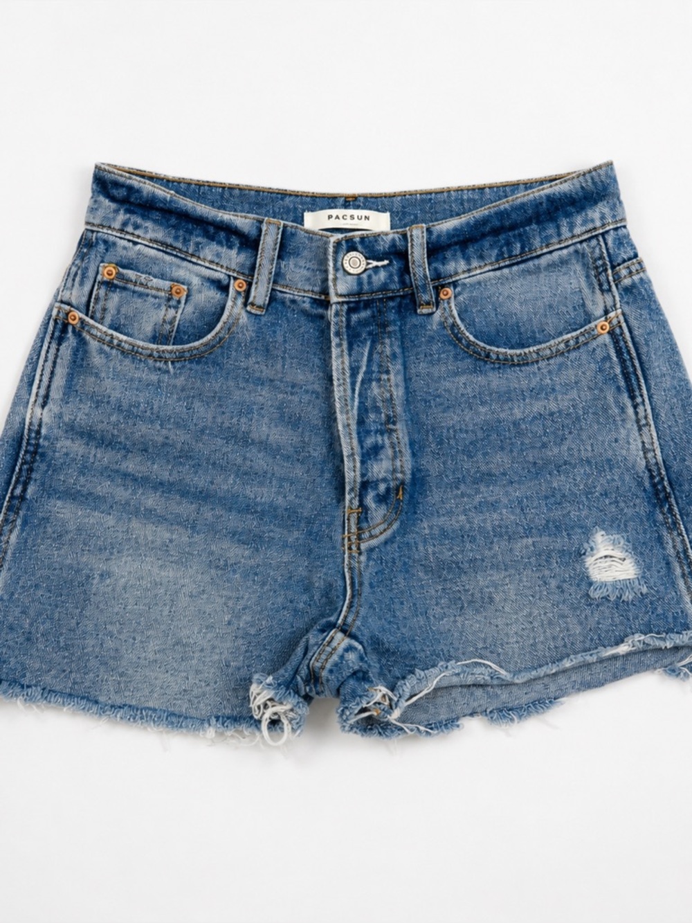 PacSun Distressed Denim Shorts Baggy Jean Medium Wash